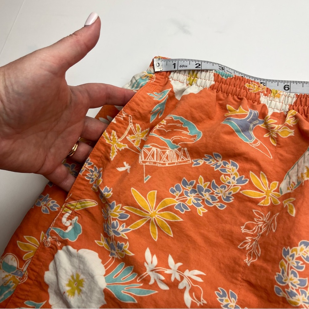 Patagonia Shells Orange Floral Mens Swim Shorts Trunks Size XL Lined Tropical - Picture 12 of 15